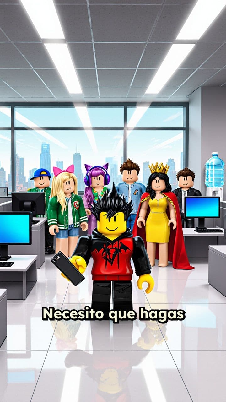 Selfie en oficina con skins Roblox