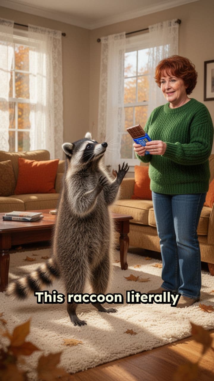Raccoon Does Tricks for Snickers