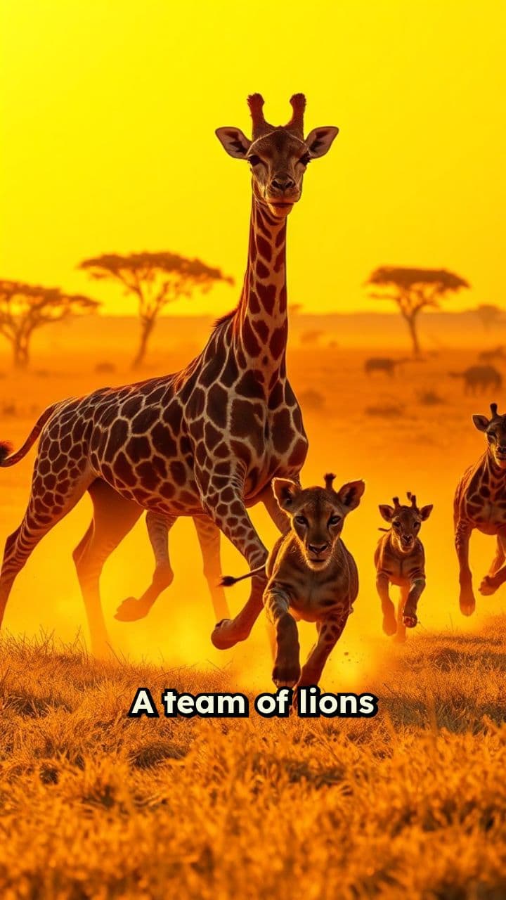 Lions Overpower Giraffe Calf Defense
