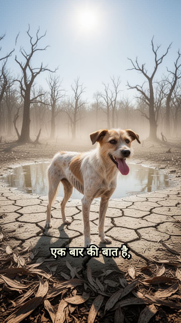 कुएँ में फँसा प्यासा कुत्ता