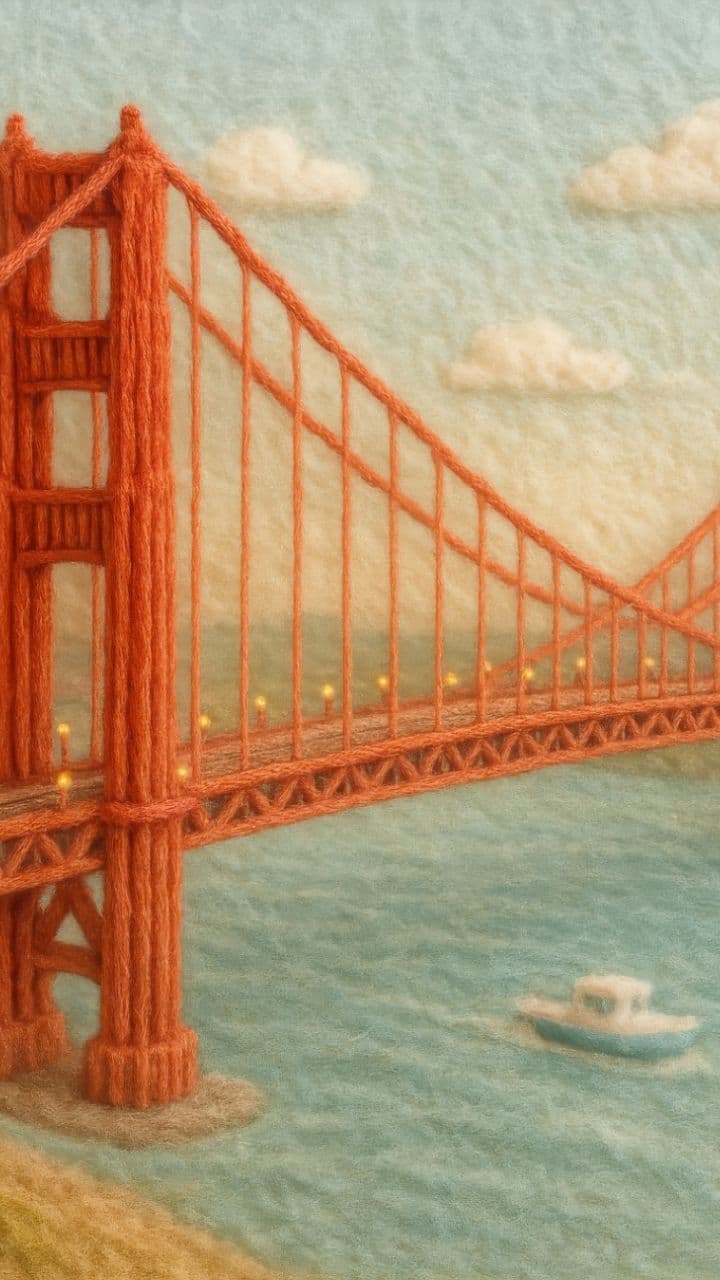 Miniature Golden Gate Bridge in Wool