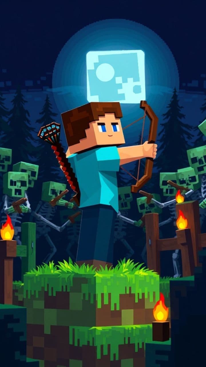 Steve vence a horda com arco