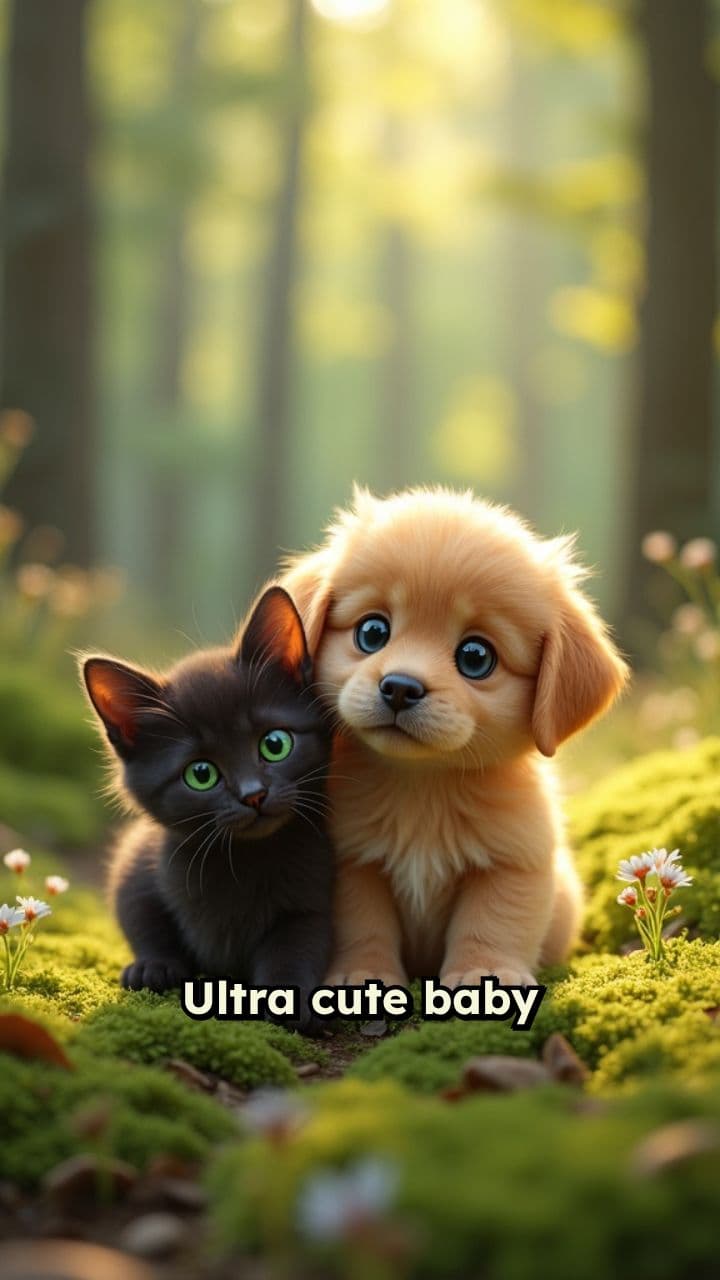 Playful Puppy and Kitten in Nature