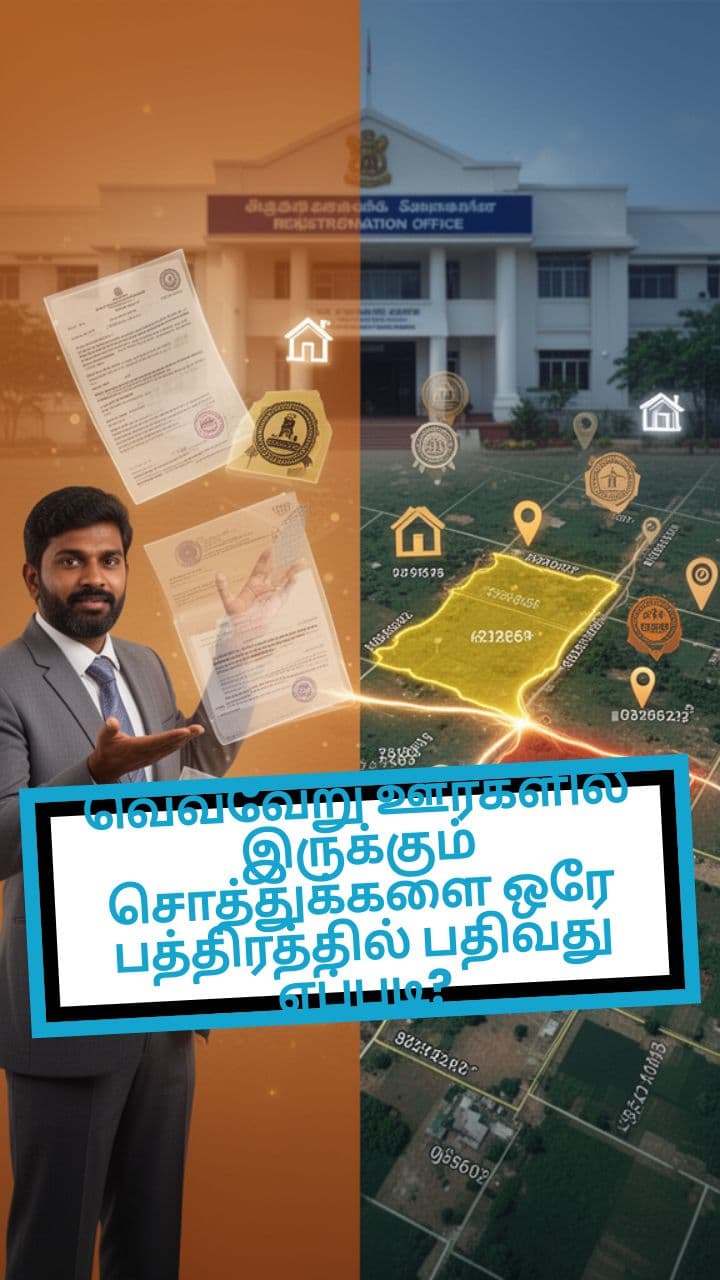 வெவ்வேறு ஊர்களில் இருக்கும் சொத்துக்களை ஒரே பத்திரத்தில் பதிவது எப்படி?