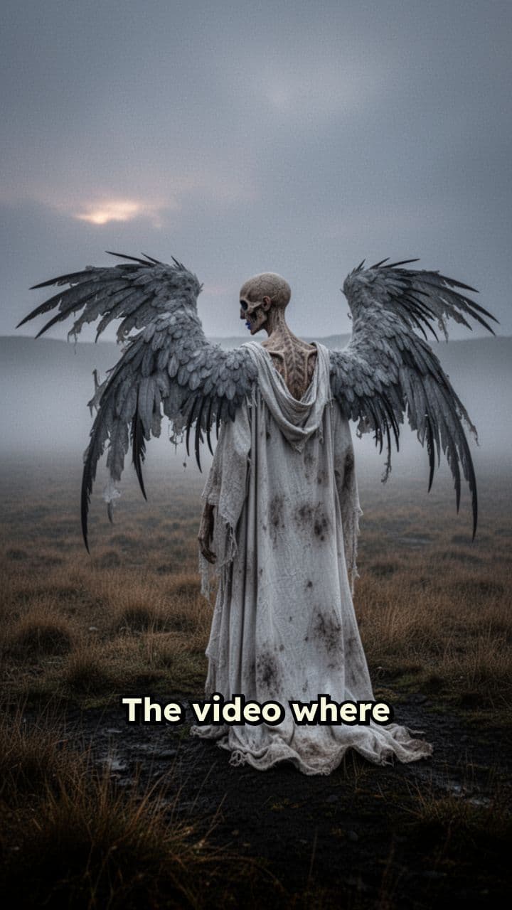 Creepy Angel in a Grainy Field