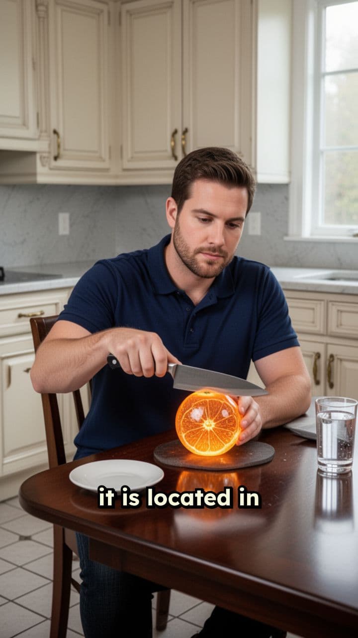 Charlie Kirk Cutting an Orange in Kitchen