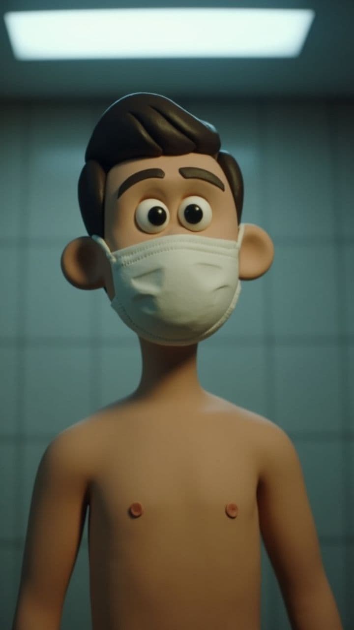 Crazed Man in Blood and Mask