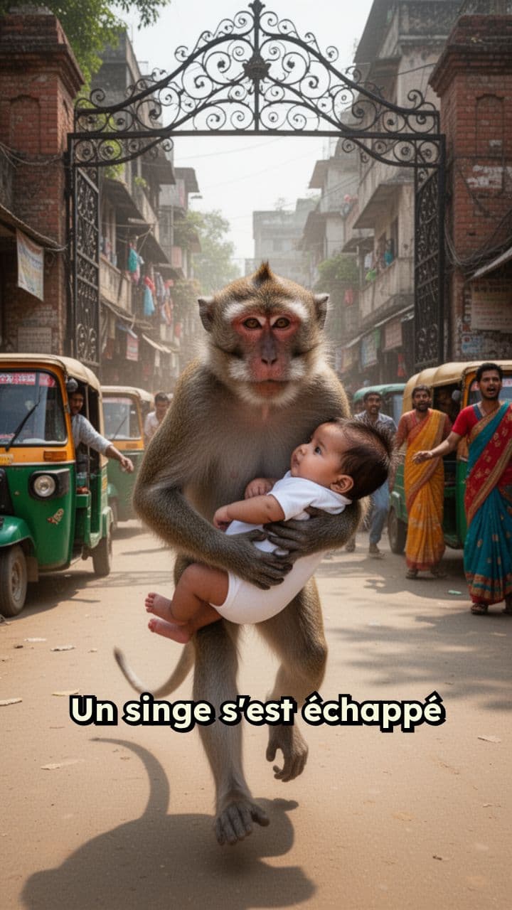 Un singe rend un bébé sain et sauf