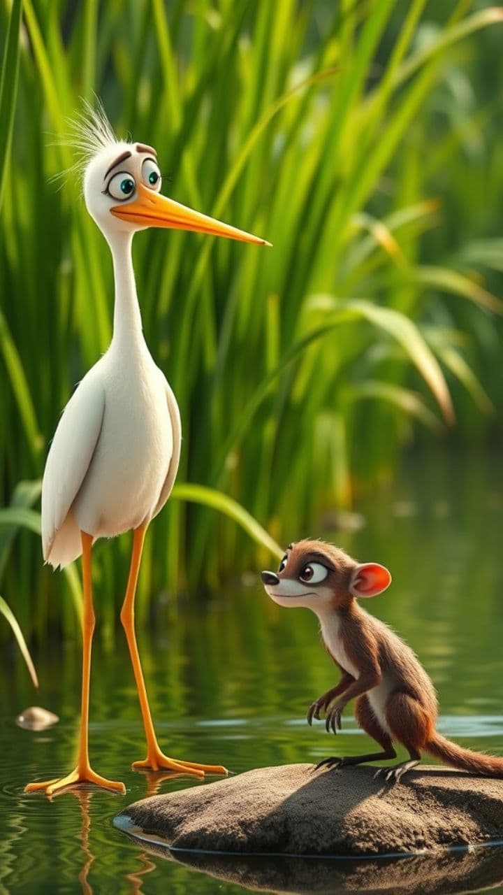 मूर्ख बगुला और साँप की कहानी