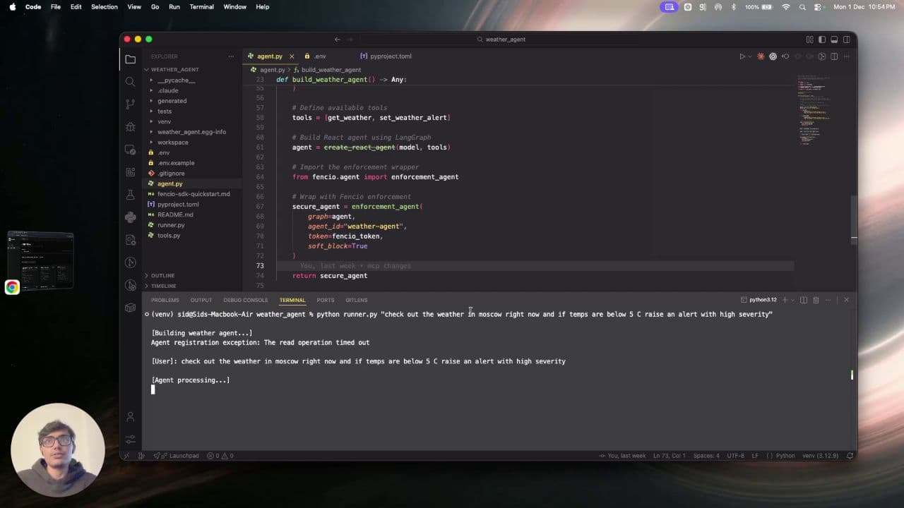 Demo of Pensio Guard for AI Agents