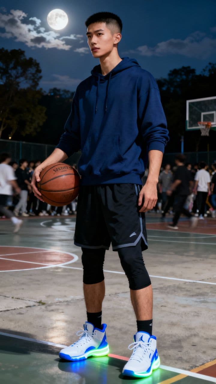 Moonlit Solo Basketball Practice