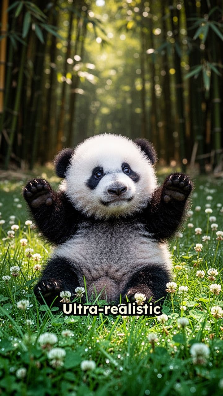 Baby Panda’s Playful Grass Tumble