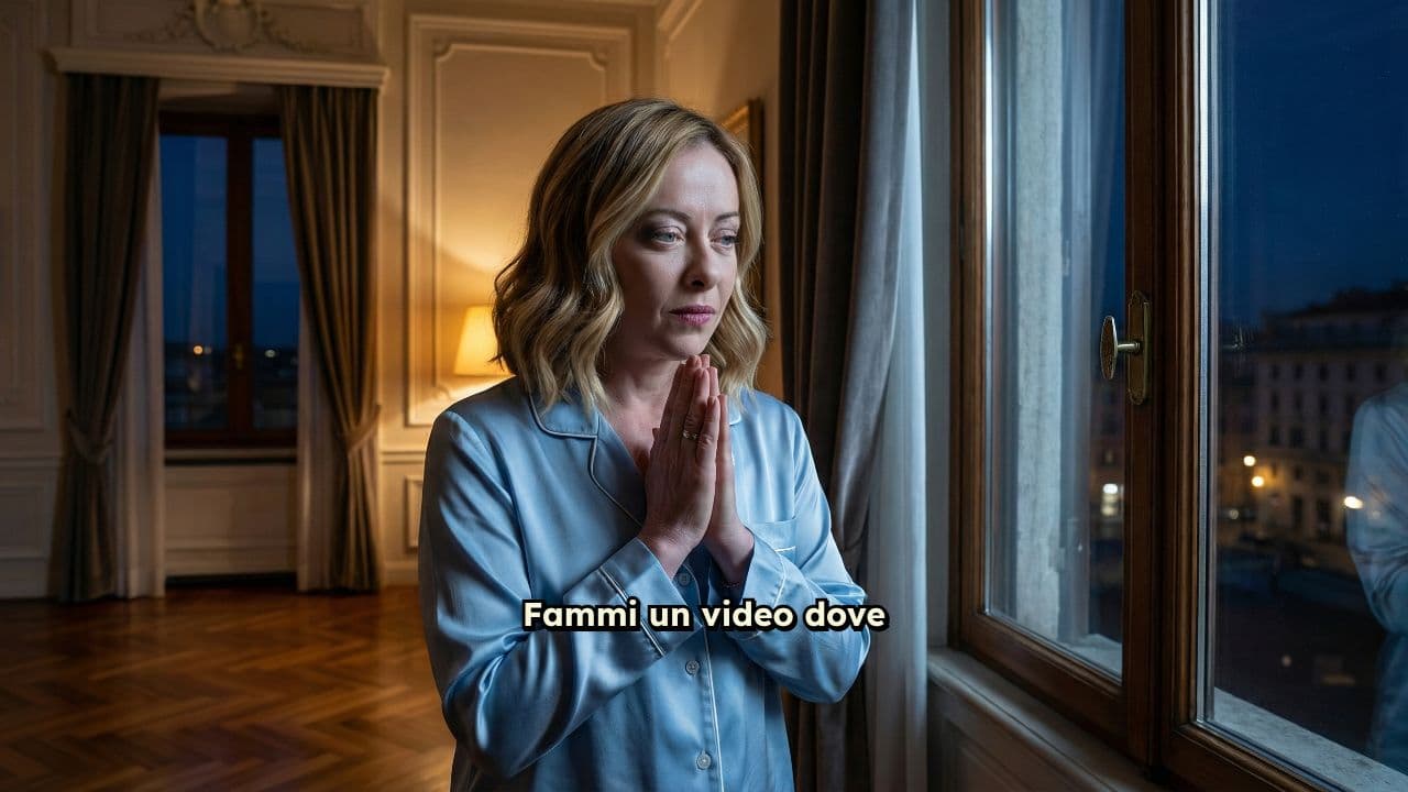 Meloni prega alla finestra di notte