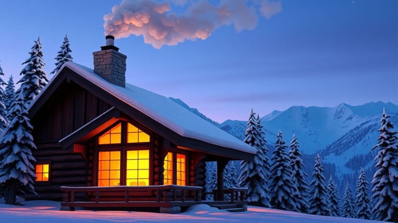 A Peaceful Winter Evening in the Mountains