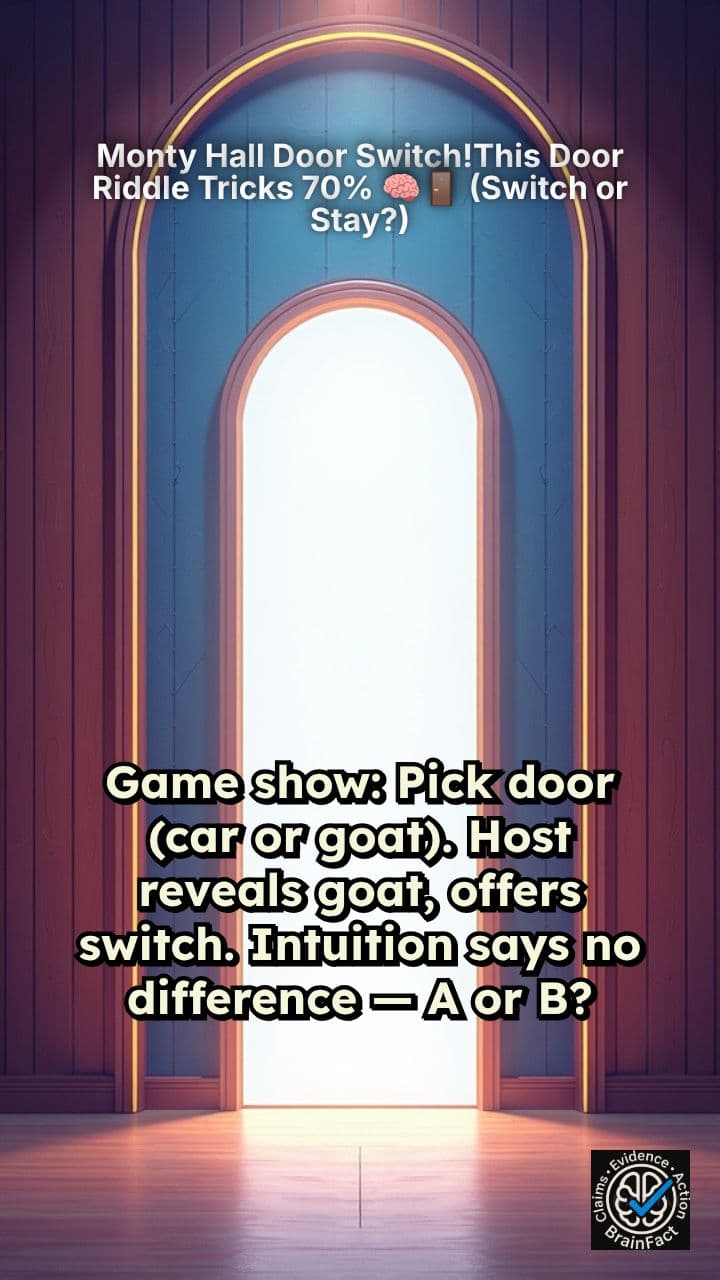 Monty Hall Door Switch!This Door Riddle Tricks 70% 🧠🚪 (Switch or Stay?)