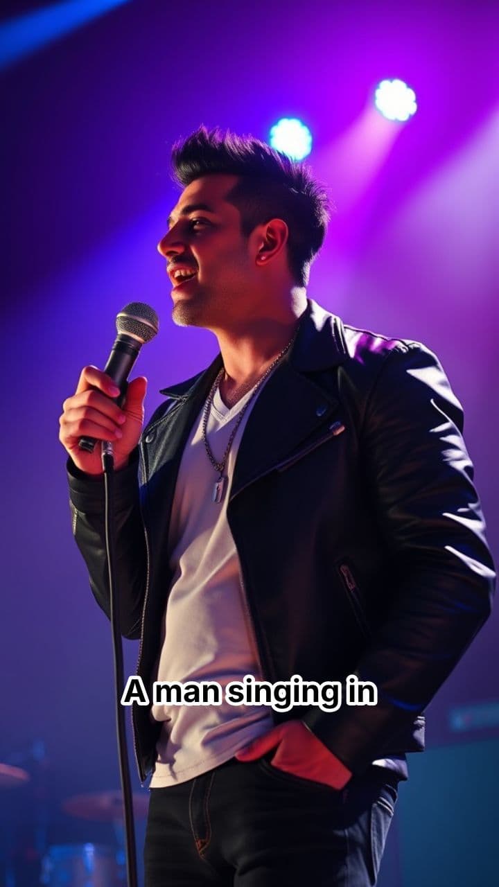 Man Singing on a Lit Stage