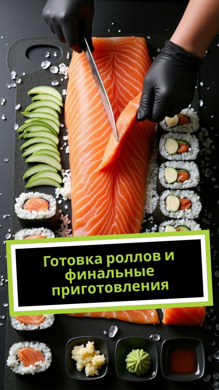 Готовка роллов и финальные приготовления
