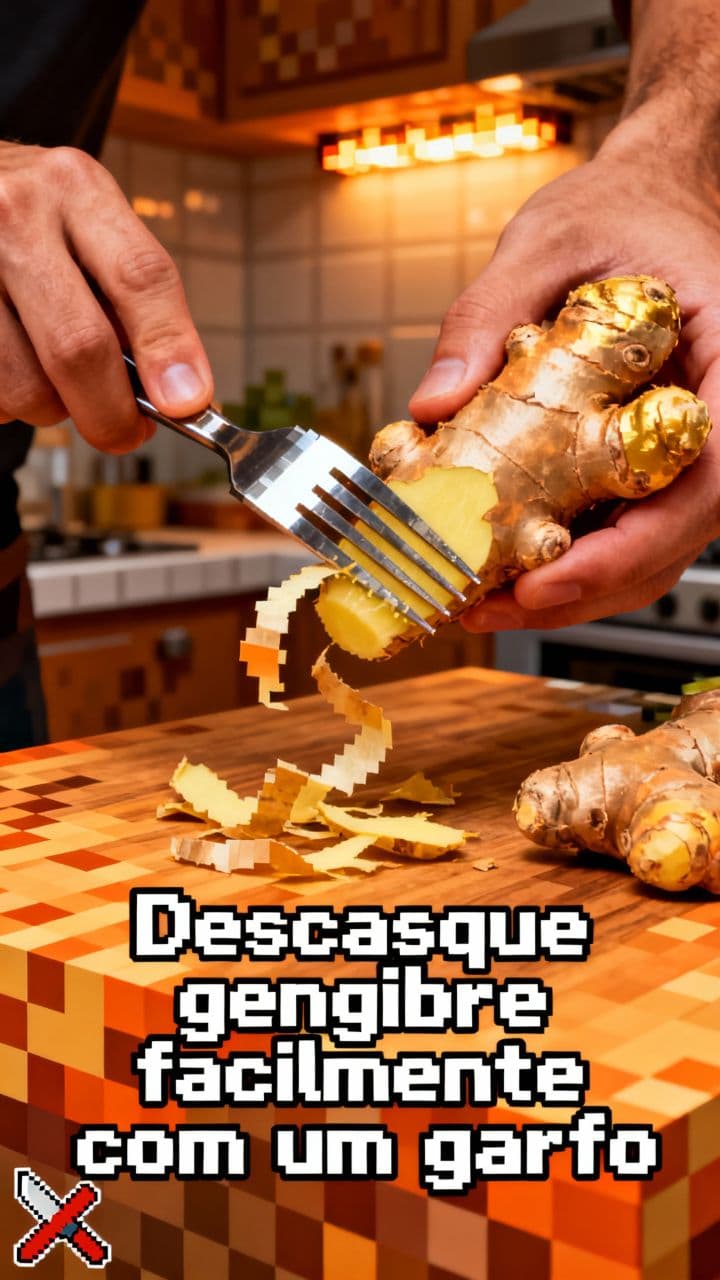 Descasque gengibre facilmente com um garfo