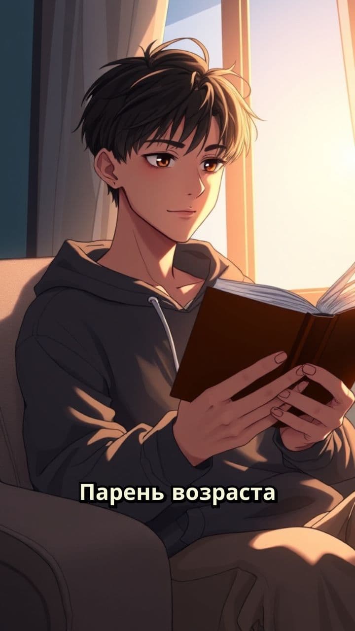 Парень читает книгу у окна