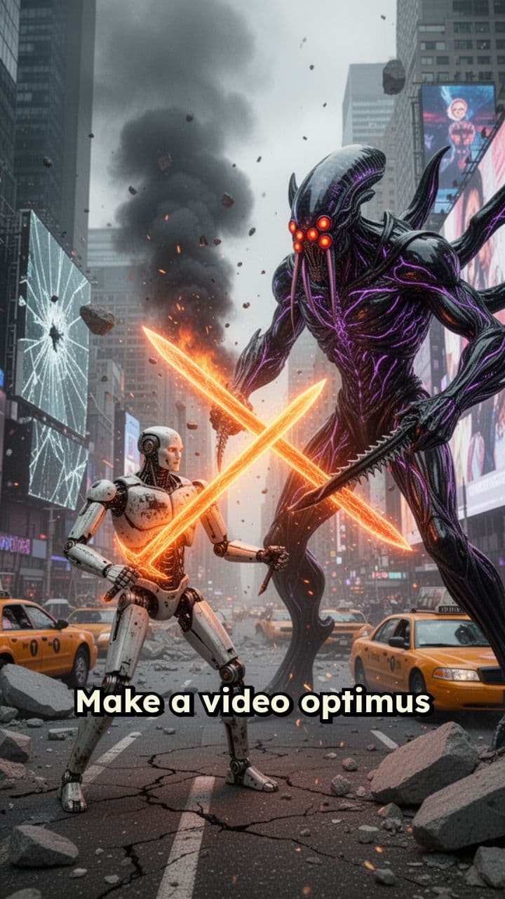 Optimus Prime Battles Aliens in New York