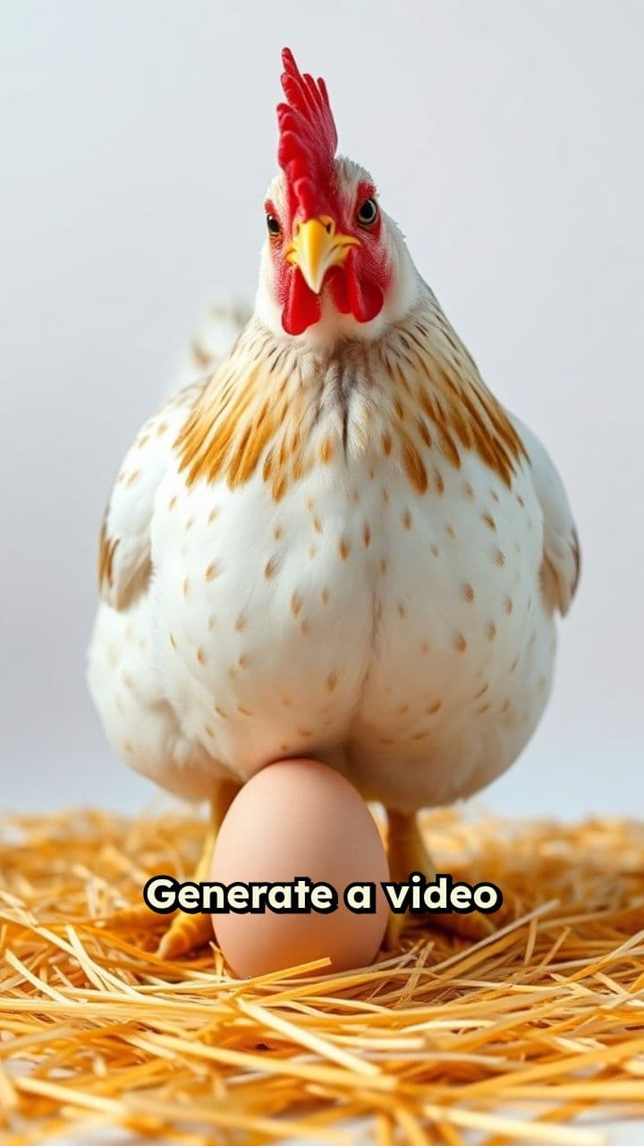 Cartoon Chicken Laying an Egg