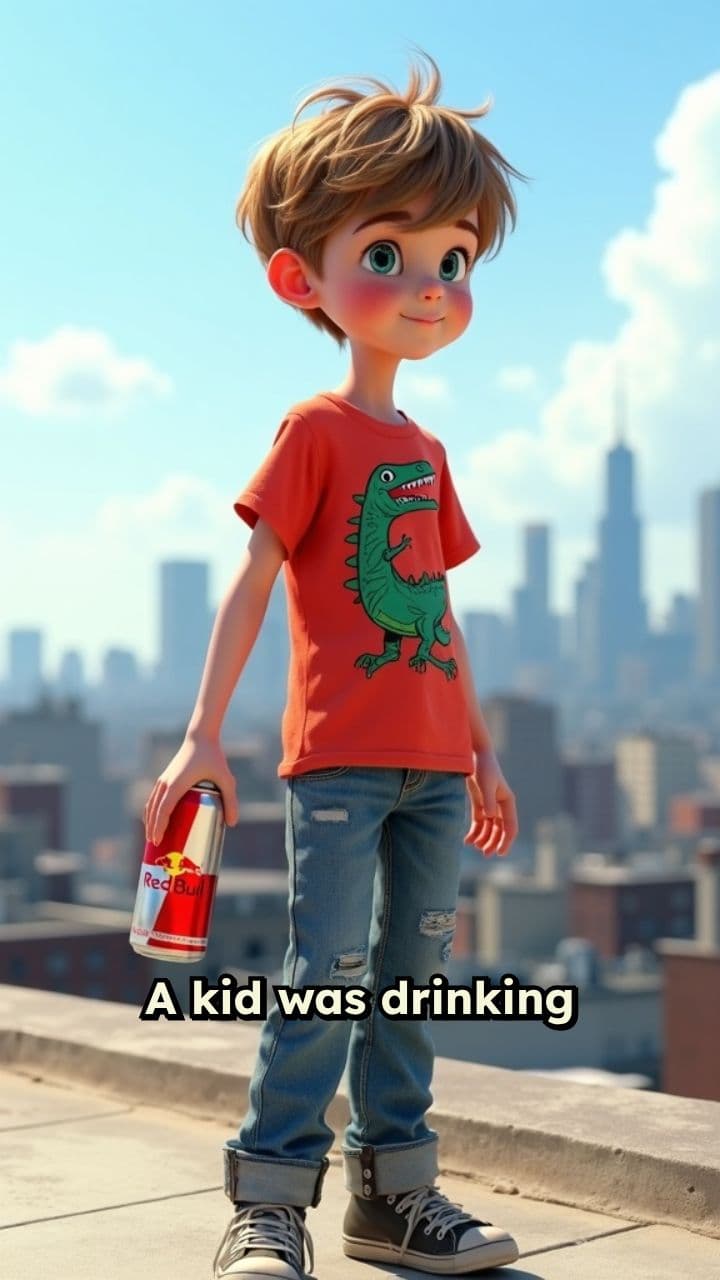 Kid Jumps Off Roof After Drinking Red Bull