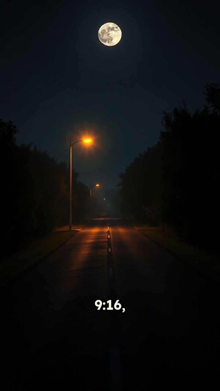 Eerie Night on a Foggy Road