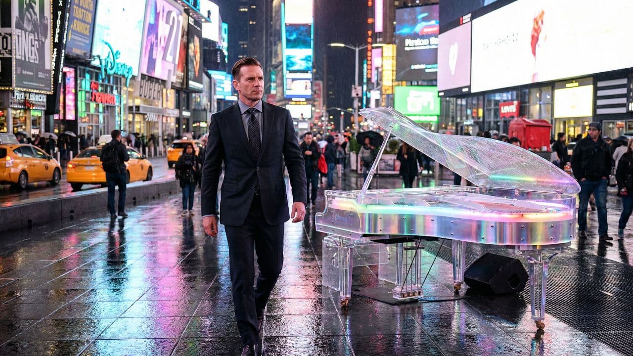 Rainbow Piano in Times Square