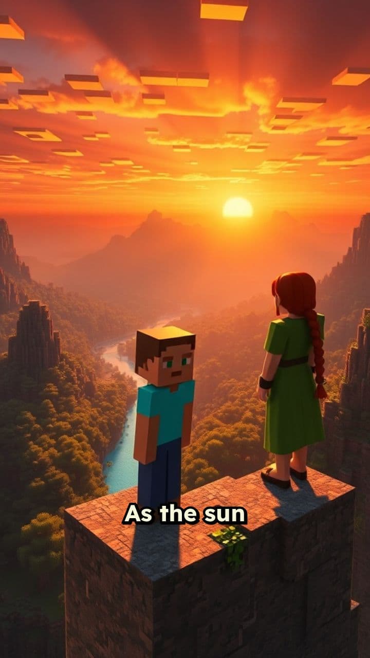 A Blocky Romance at Sunset