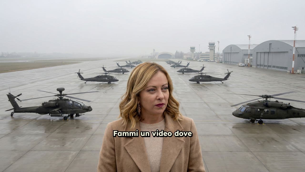 Giorgia Meloni e gli elicotteri da combattimento