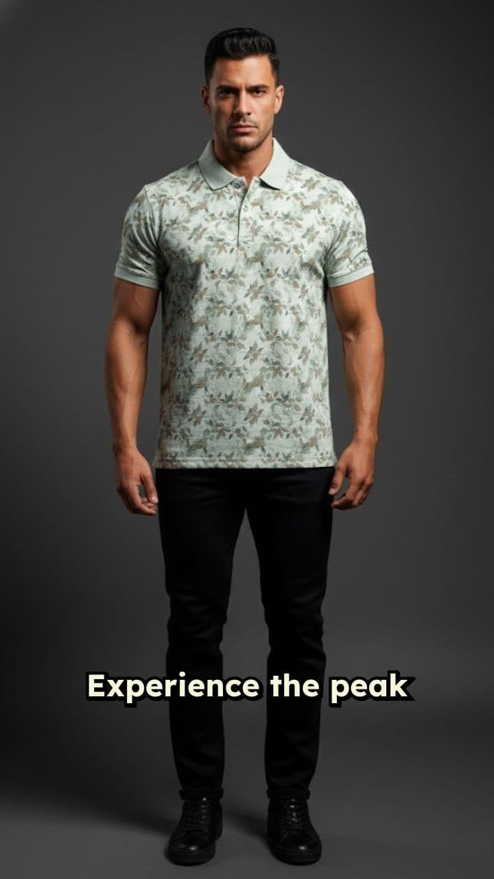 Sophisticated Leafy Print Polo Ad