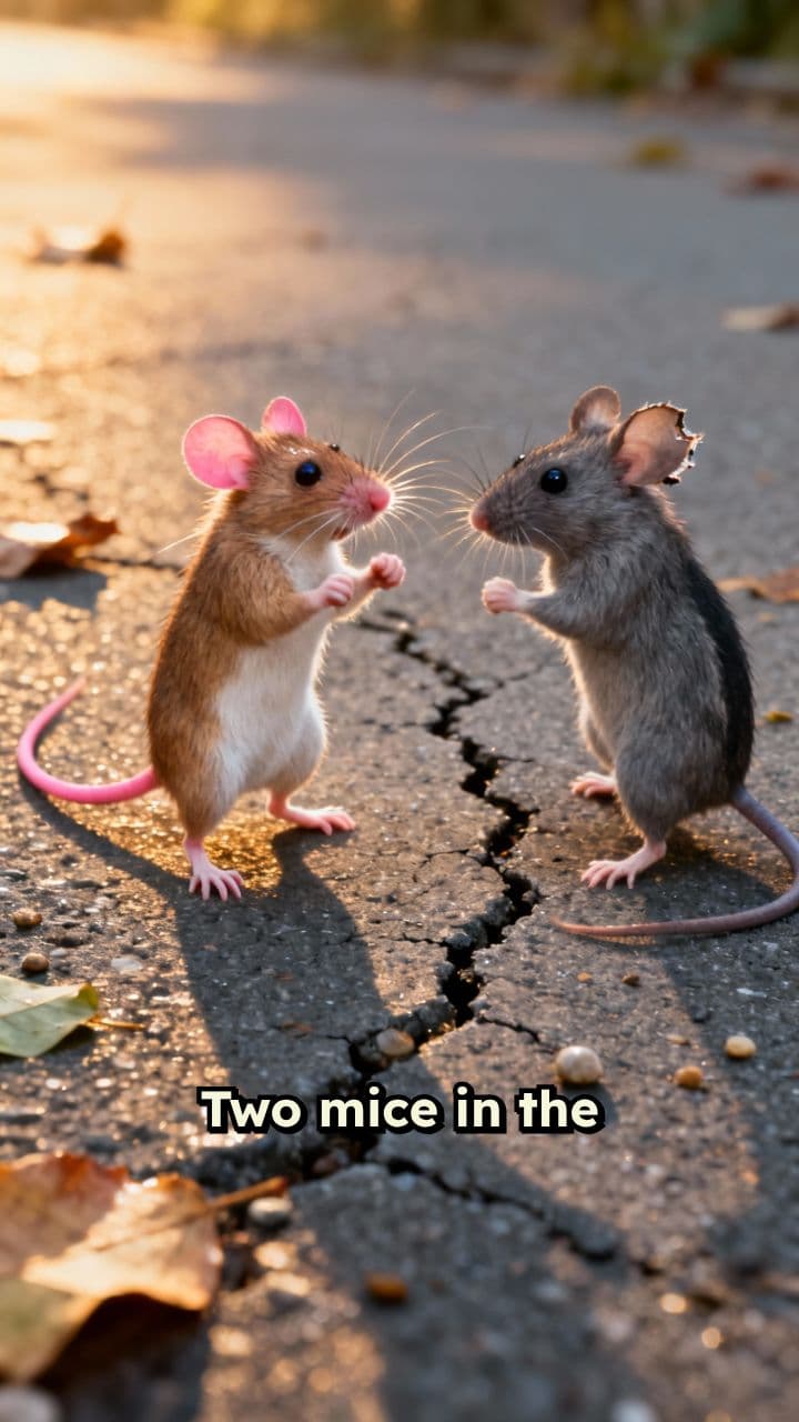 Mice Box While Cats Watch in Awe