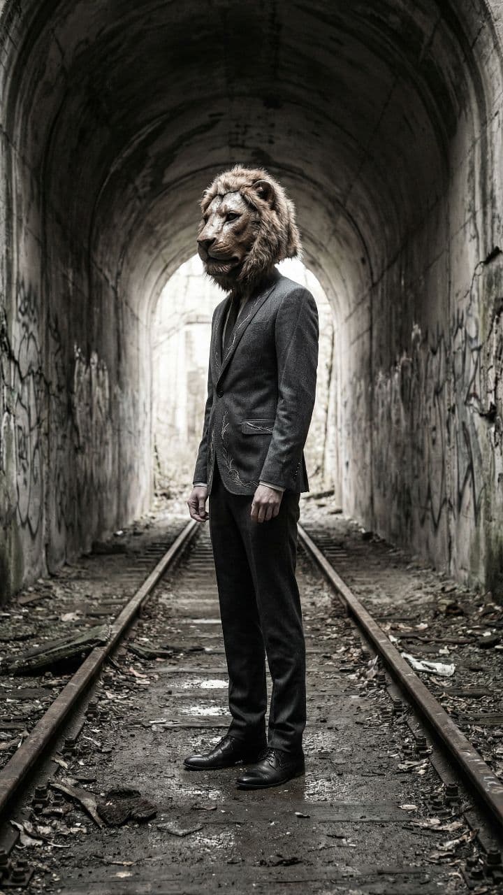 Lion Masked Vocalist in Motion