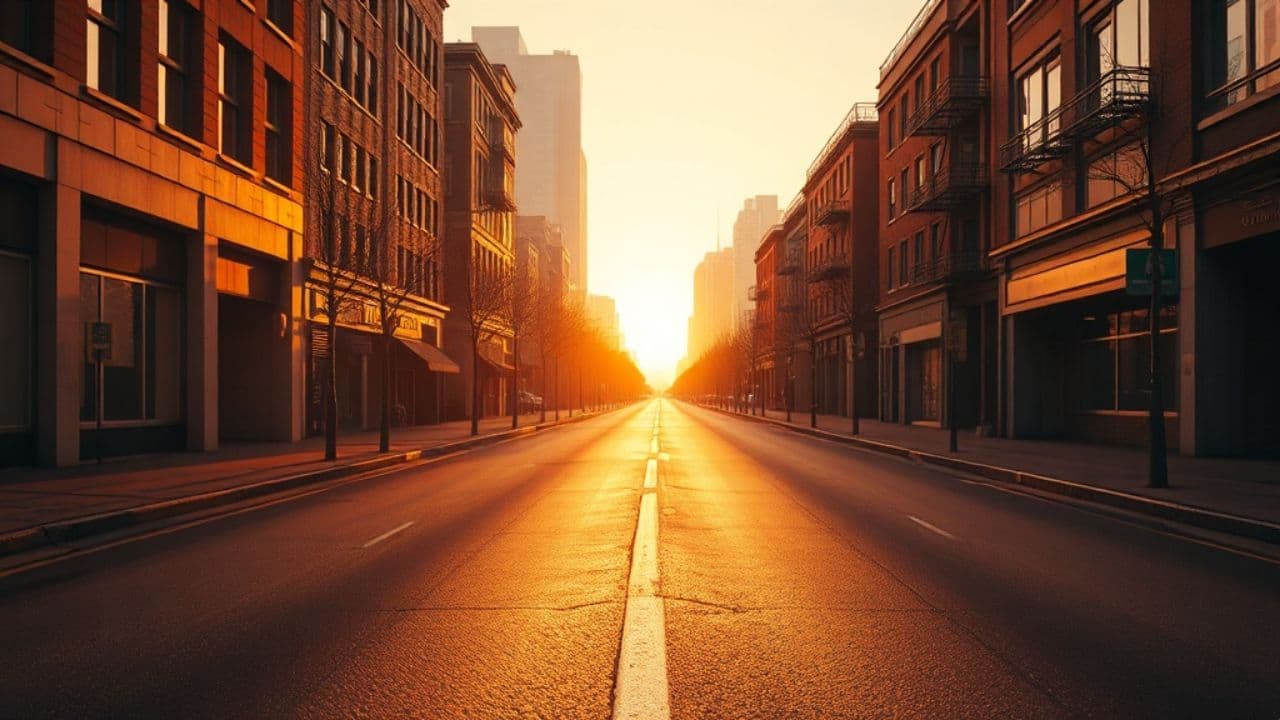 知らない街の夕暮れ