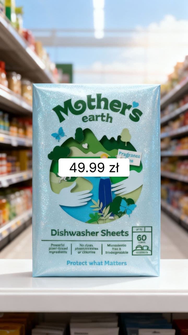 Mother's Earth Dishwasher Sheets Shop Display