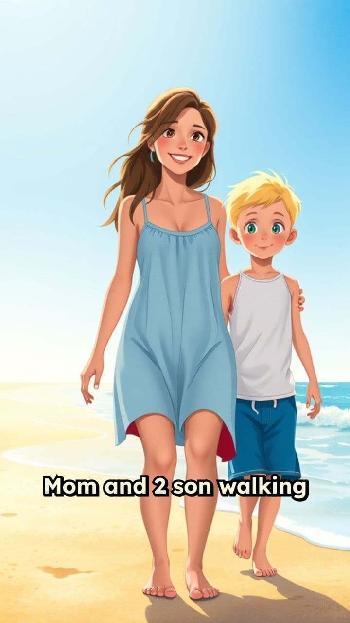 Beach Walk with Mom and Sons