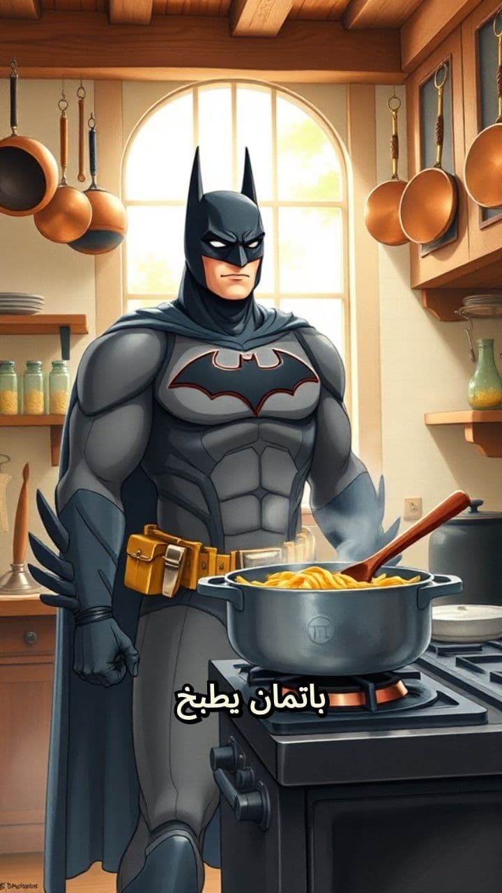 باتمان يطبخ المعكرونة