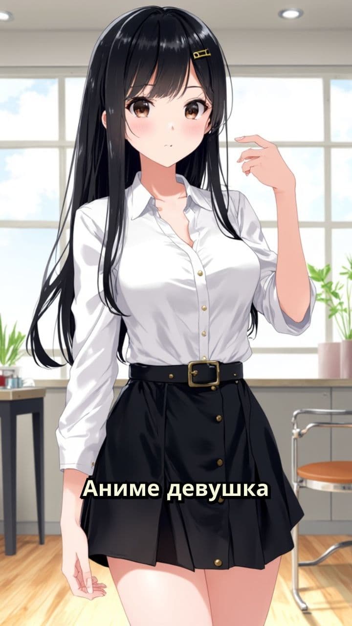 Аниме девушка в белой рубашке