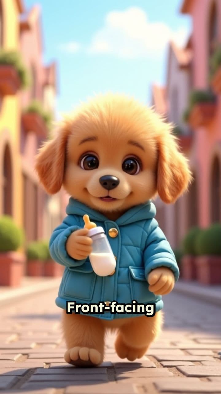 Joyful Puppy in a Blue Jacket