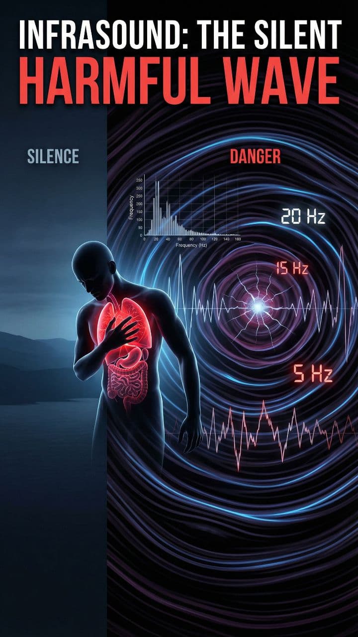 Infrasound: The Silent Harmful Wave There’s a sound so loud it can rupture your organs. It’s called infrasound, and while humans can’t hear it, very strong low-frequency waves can cause nausea, fear, and even physical pain.