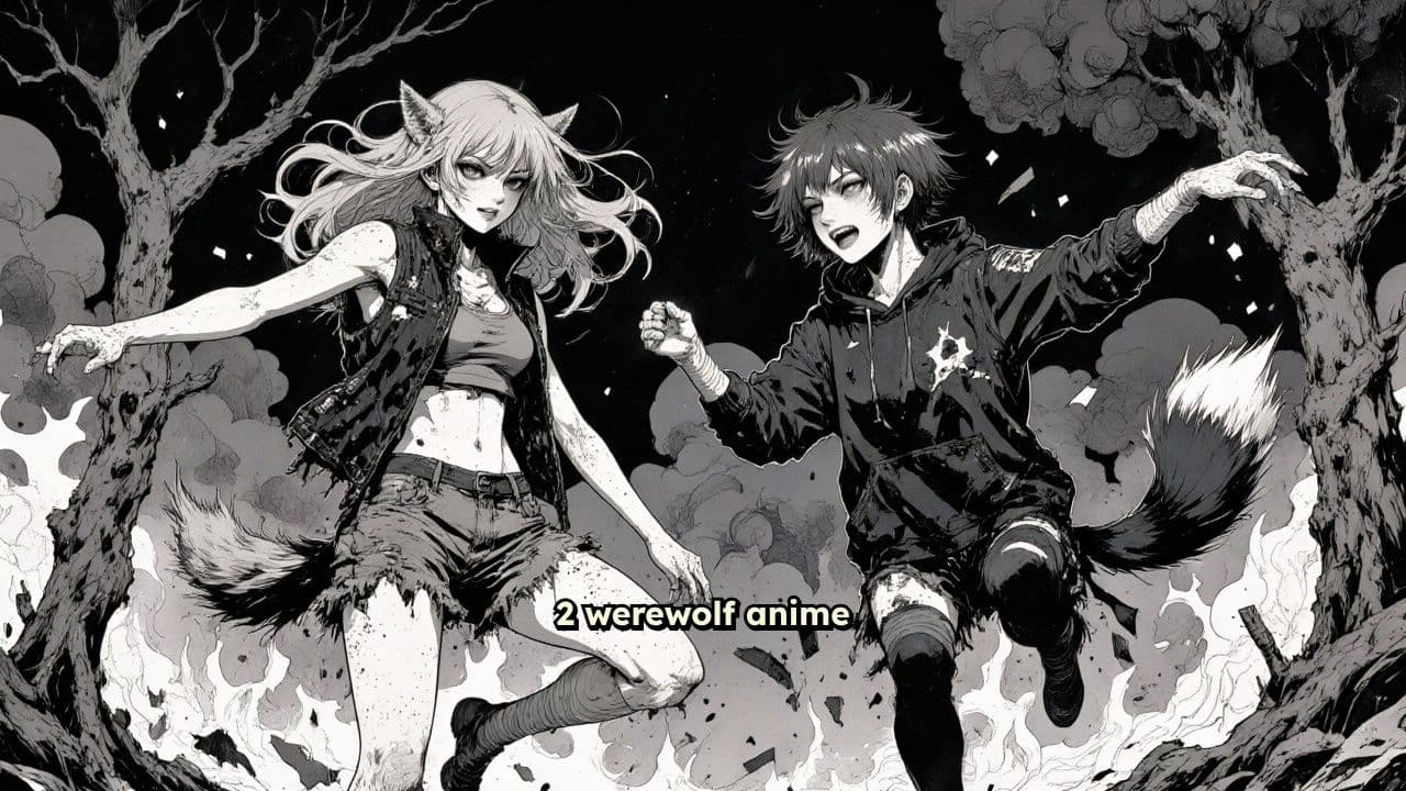 Two Werewolf Anime Girls Playing