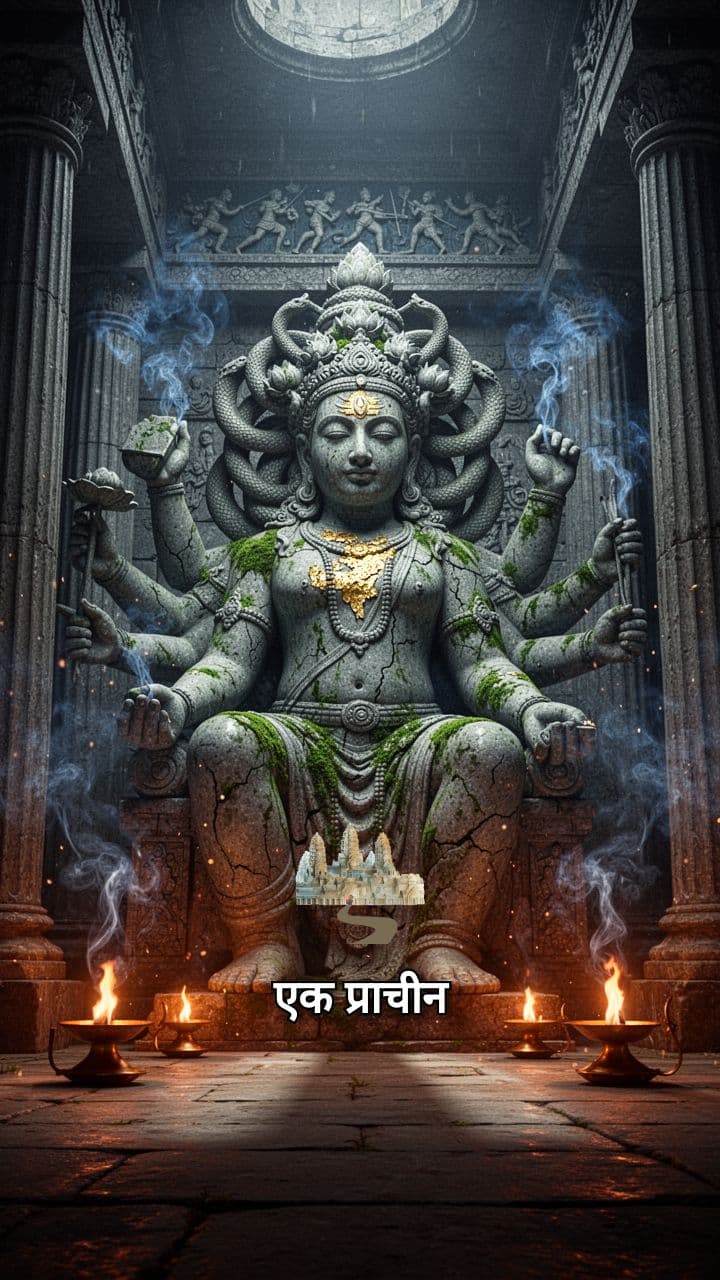 मंदिर की मूर्ति की निगाह