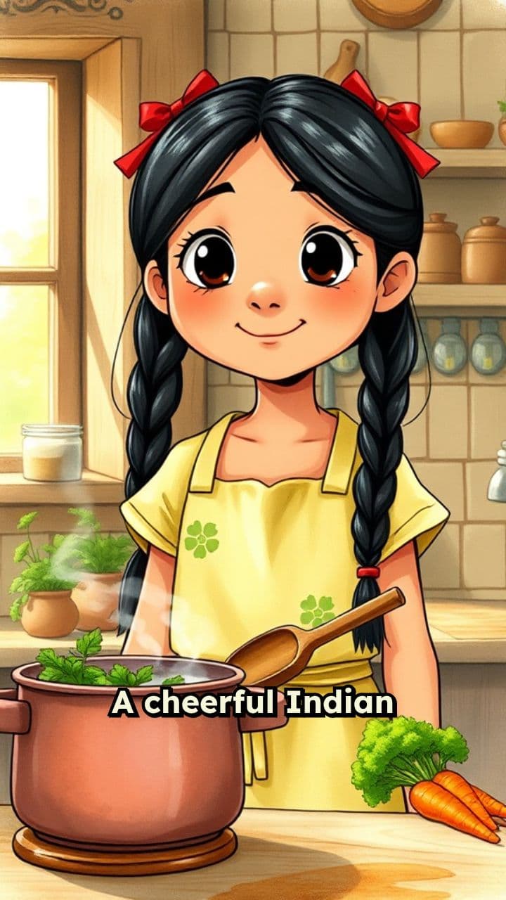 Cheerful Girl Cooking Fresh Veggies