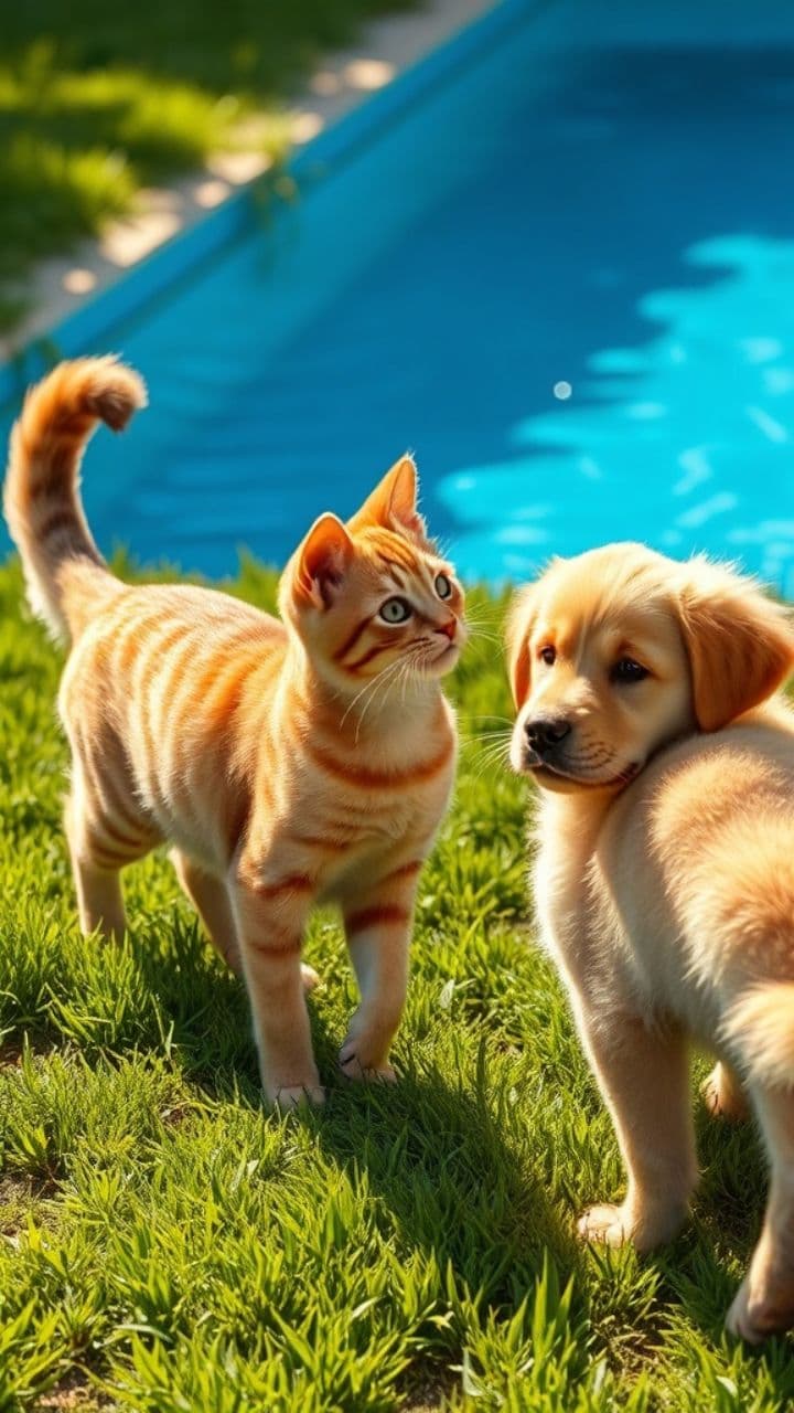 Gato e Cachorro Abraço