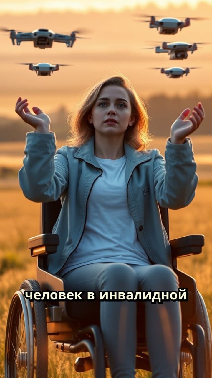 Дроны в небе от человека в коляске