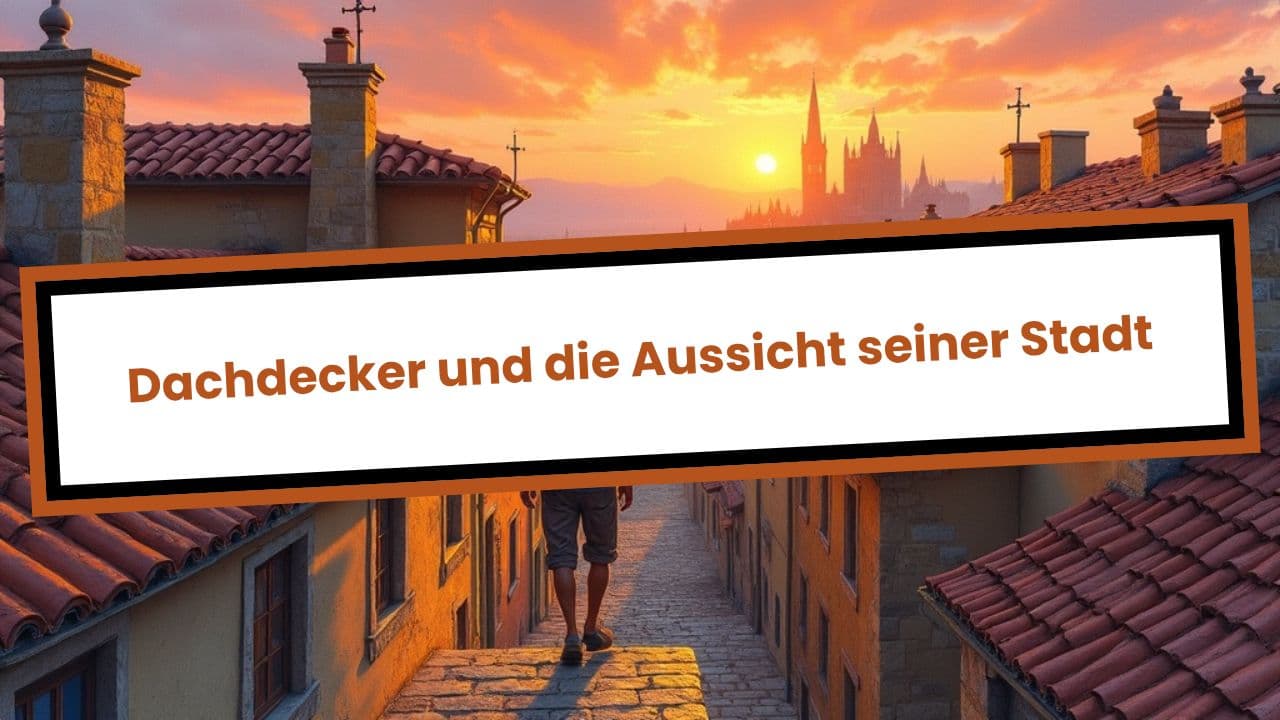 Dachdecker und die Aussicht seiner Stadt