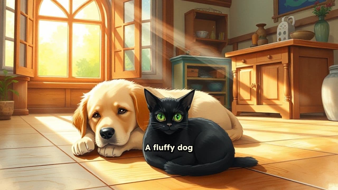 A Dog and Cat's Gentle Harmony