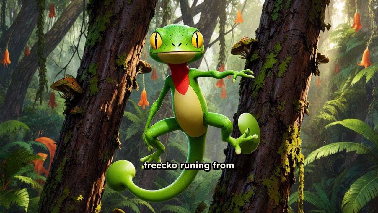 Treecko Running Between Trees