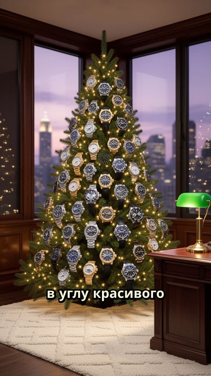 Мужчина снимает Tissot с ёлки