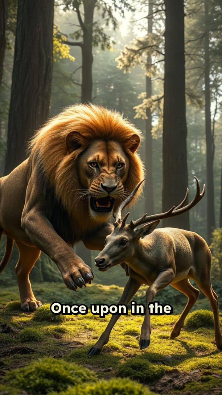 Lion's Hunt in the Forest